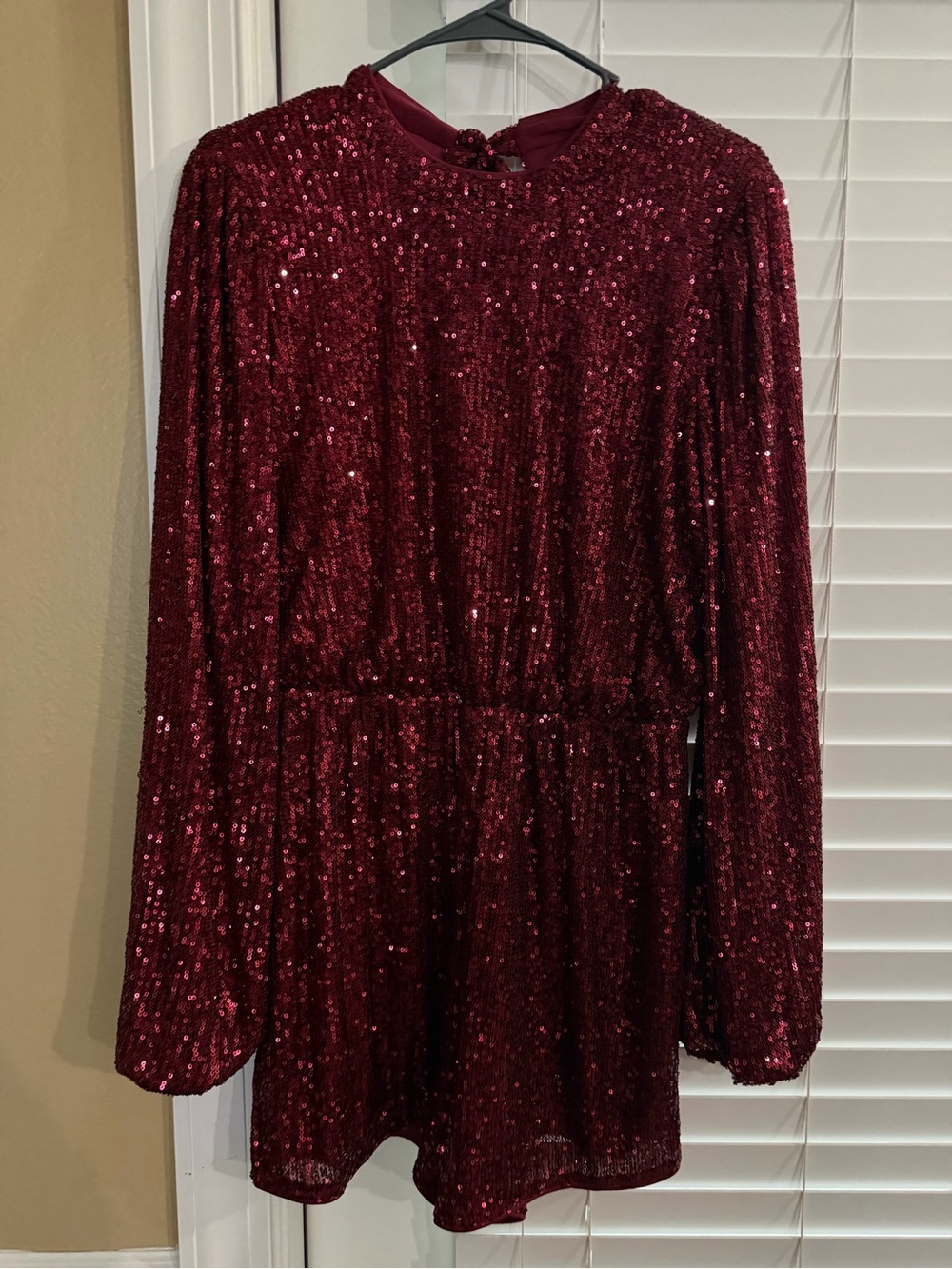 Lulu's Burgundy Sequin Long-Sleeve Mini Dress